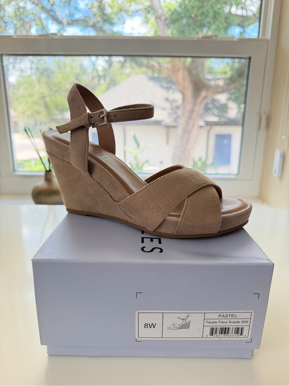 Pastels Taupe Faux Suede Wedge Sandal